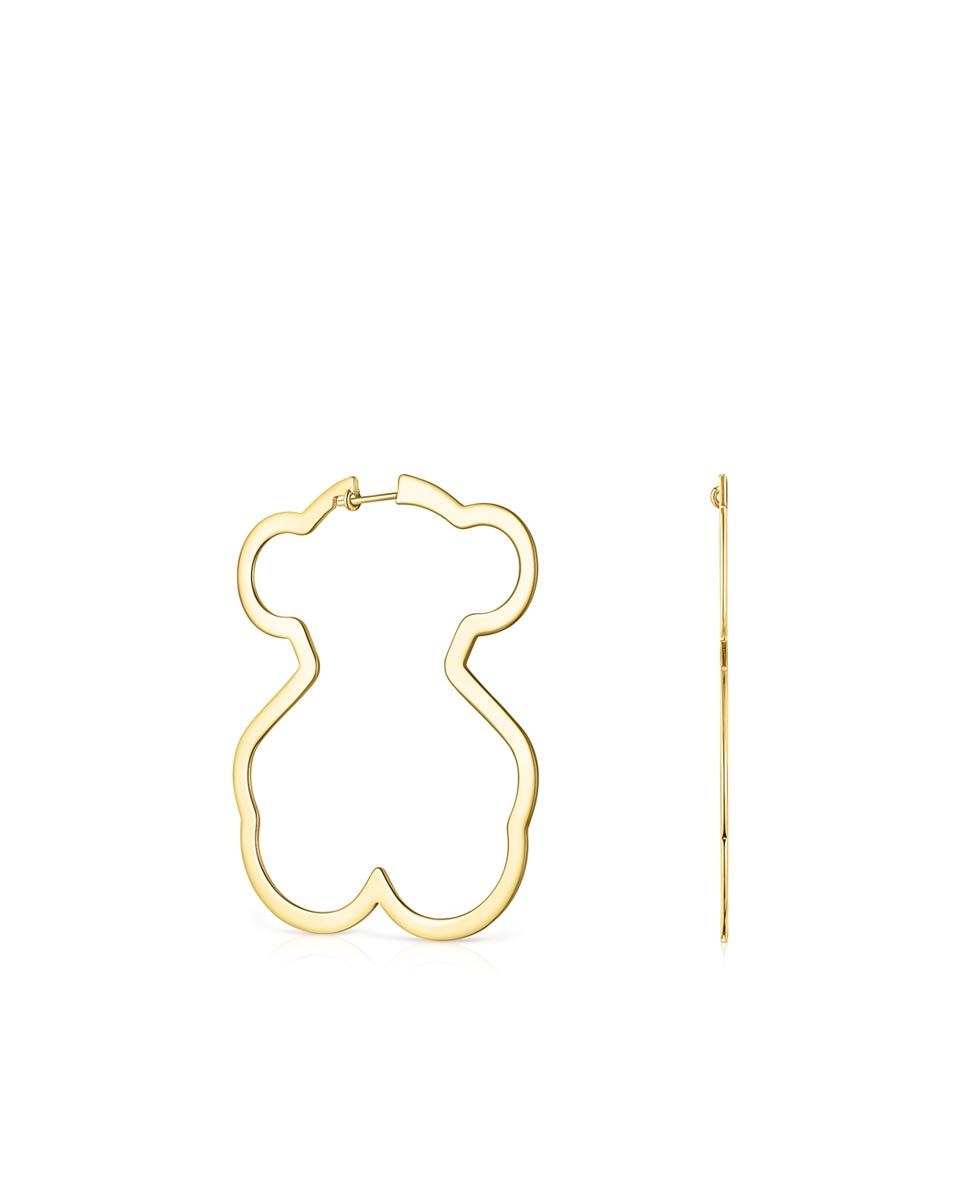 Tous - Pendientes de aro Silueta oso bañadas en oro de 18 kt sobre plata.