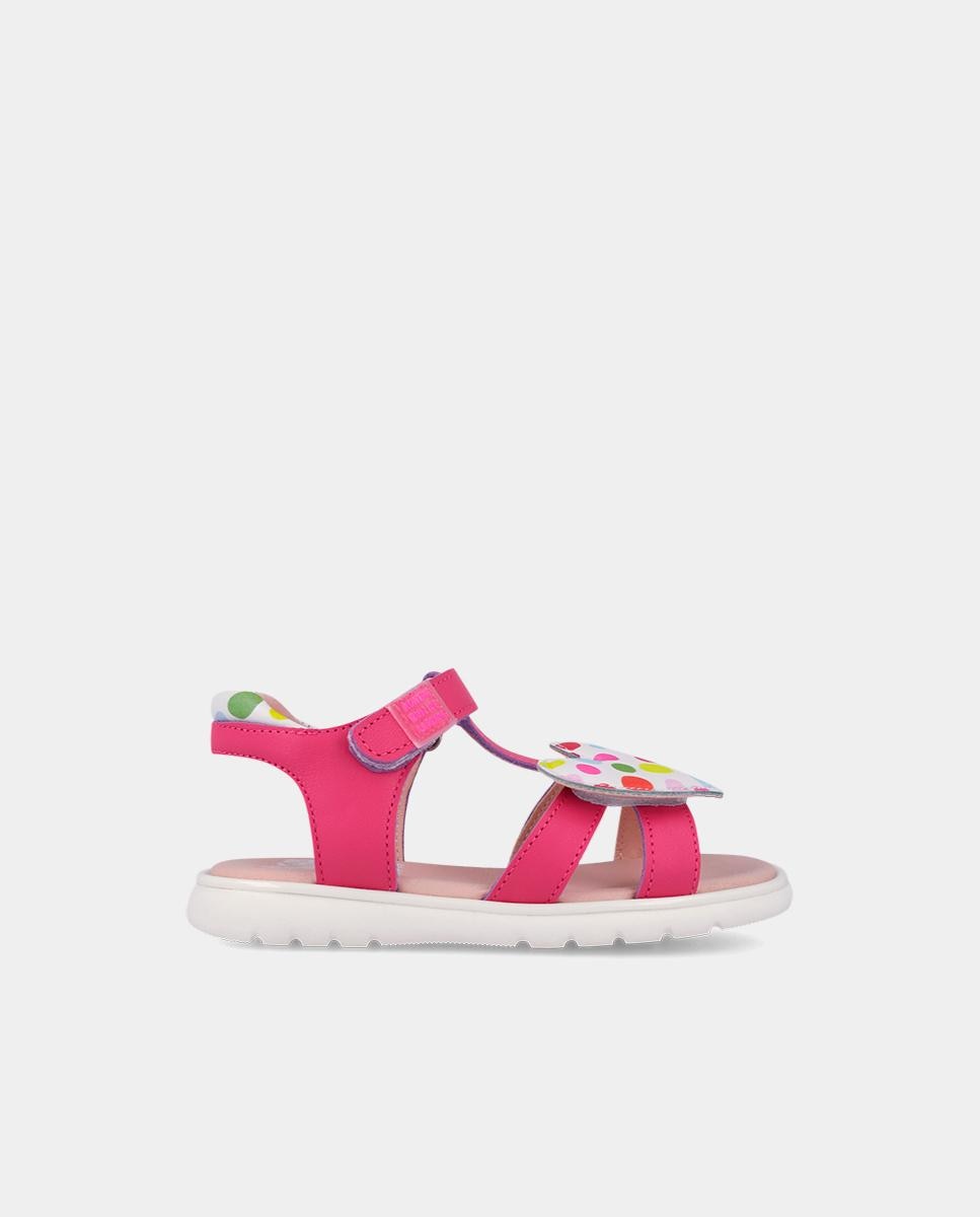 Imagen 0 de Sandalias abiertas de niña respetuosas con el crecimiento natural del pie con cierre adherente Fucsia