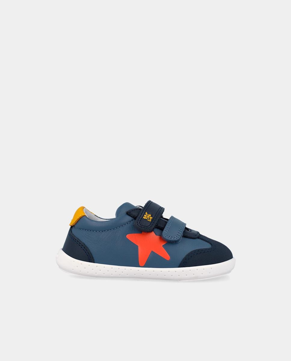 Imagen 0 de Zapatillas deportivas de bebés respetuosas con el crecimiento del pie con cierre adherente Azul marino / Naranja