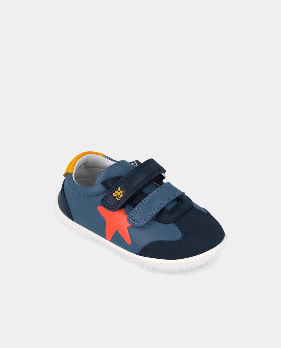 Zapatillas deportivas de bebés respetuosas con el crecimiento del pie con cierre adherente - Garvalín - Azul marino / Naranja Azul marino / Naranja-3