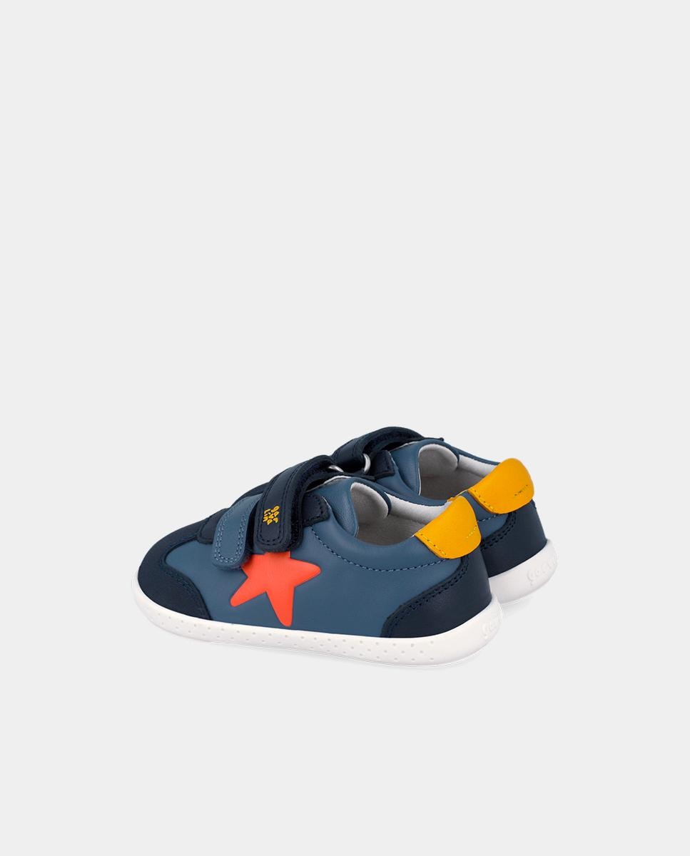 Zapatillas deportivas de bebés respetuosas con el crecimiento del pie con cierre adherente - Garvalín - Azul marino / Naranja Azul marino / Naranja-4