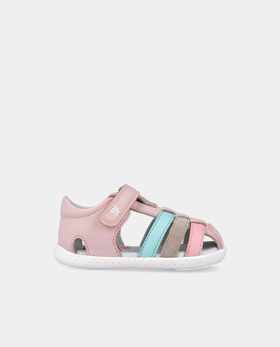 Imagen 0 de Sandalias de bebés respetuosas con el crecimiento del pie con cierre adherente Rosa