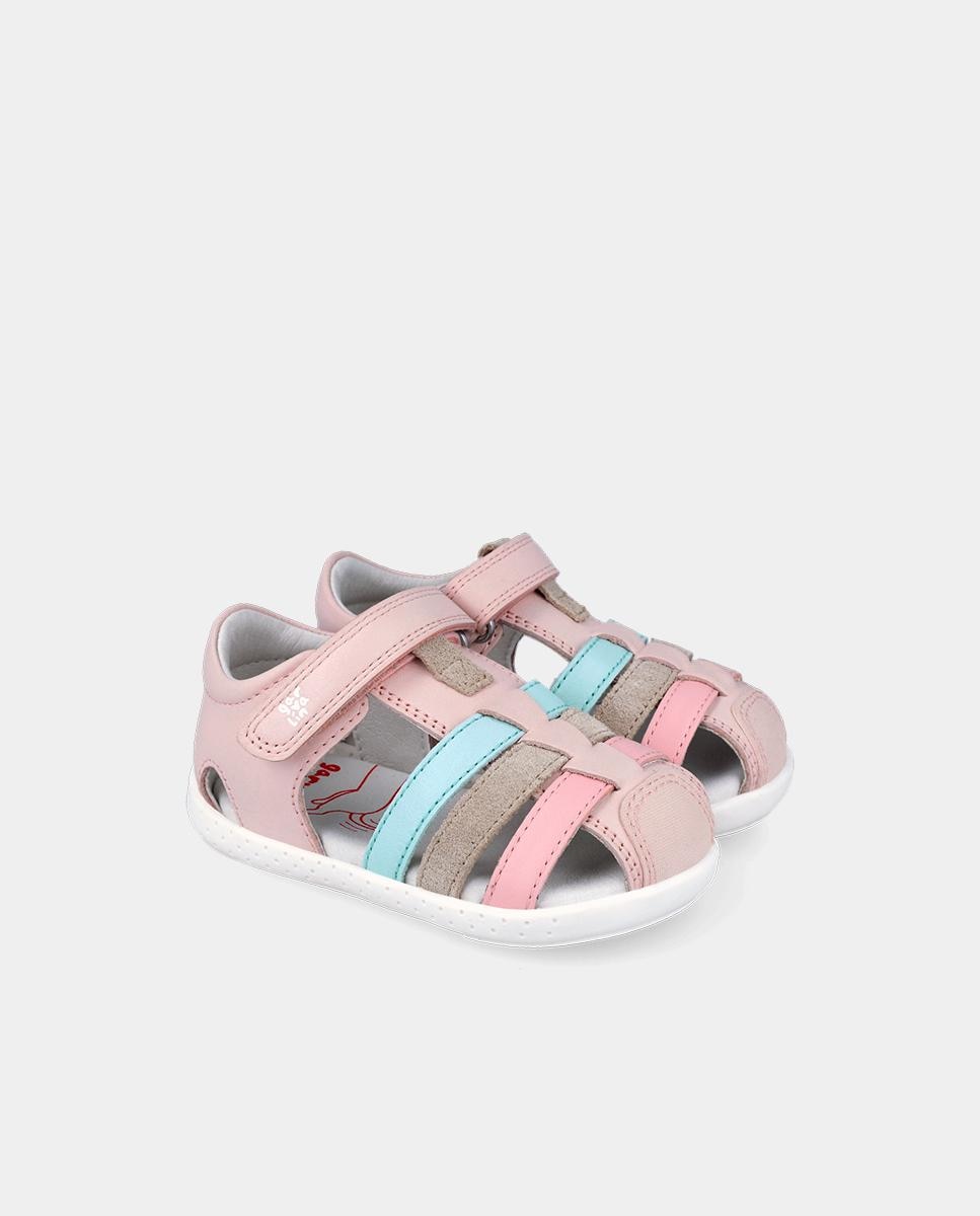 Sandalias de bebés respetuosas con el crecimiento del pie con cierre adherente - Garvalín - Rosa Rosa-2