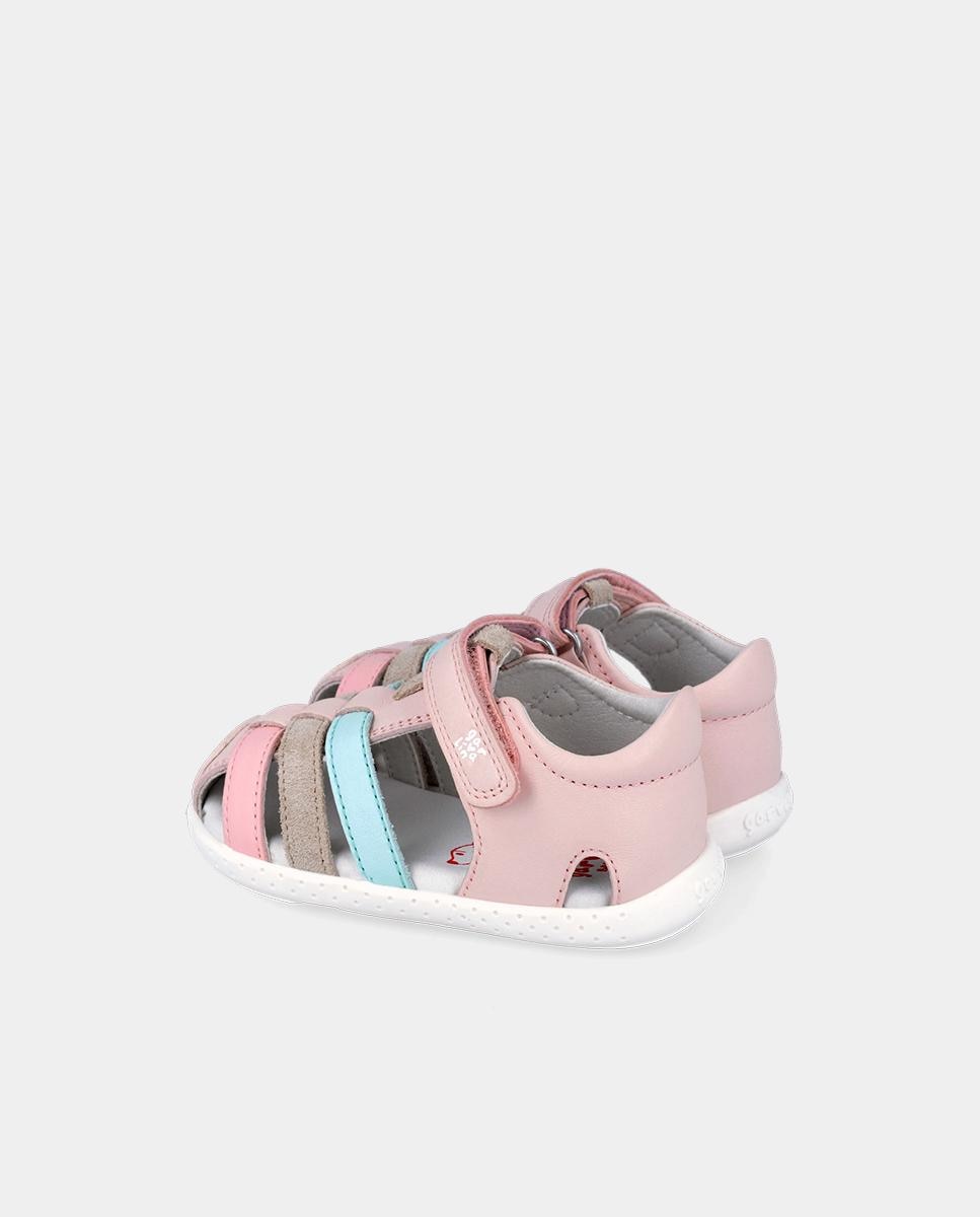 Sandalias de bebés respetuosas con el crecimiento del pie con cierre adherente - Garvalín - Rosa Rosa-5