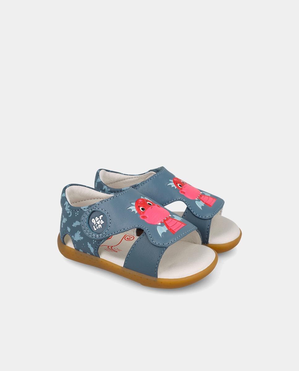 Sandalias de bebés respetuosas con el crecimiento del pie con cierre adherente - Garvalín - Azul Azul-2