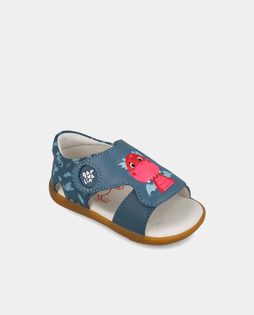 Sandalias de bebés respetuosas con el crecimiento del pie con cierre adherente - Garvalín - Azul Azul-4