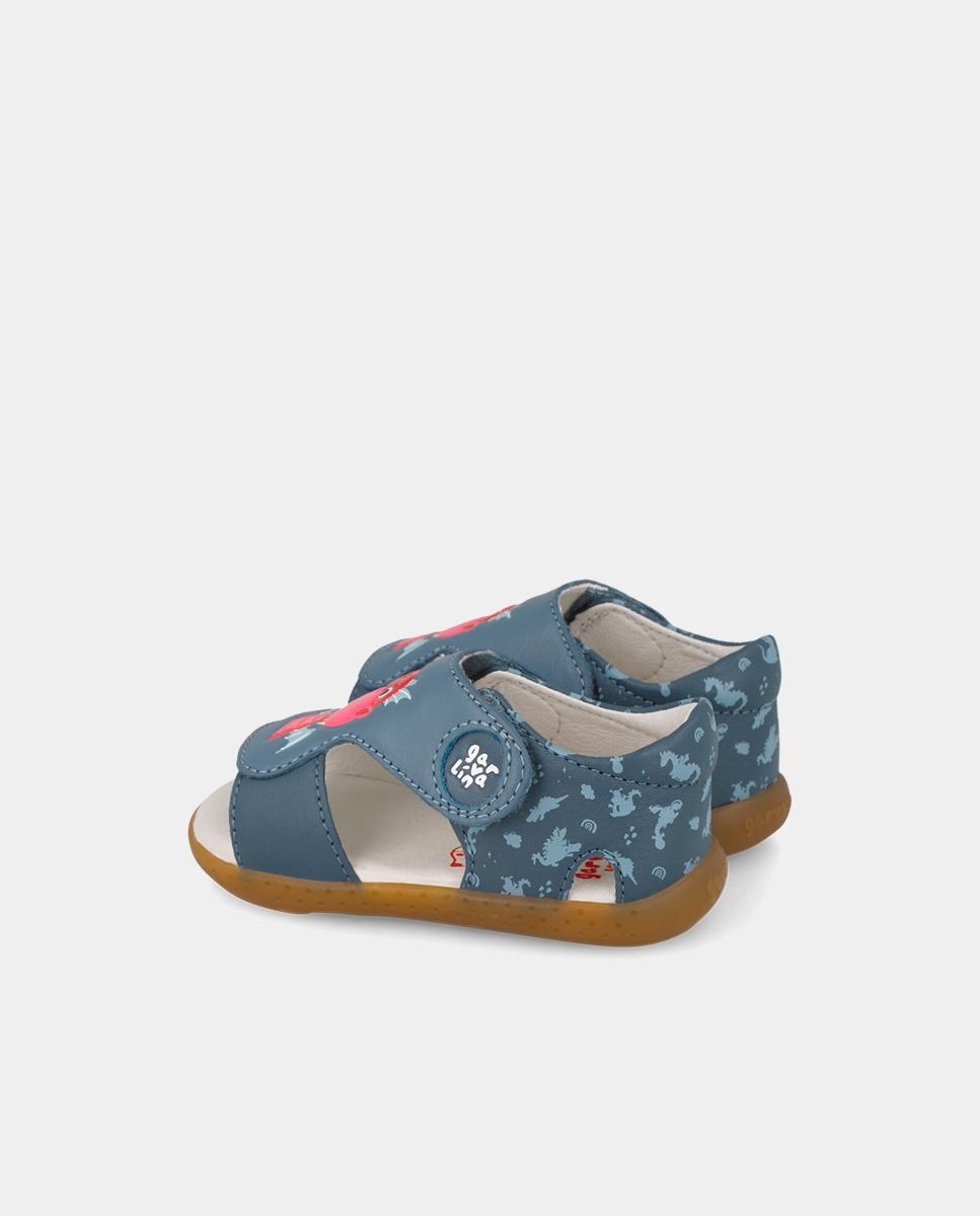 Sandalias de bebés respetuosas con el crecimiento del pie con cierre adherente - Garvalín - Azul Azul-5