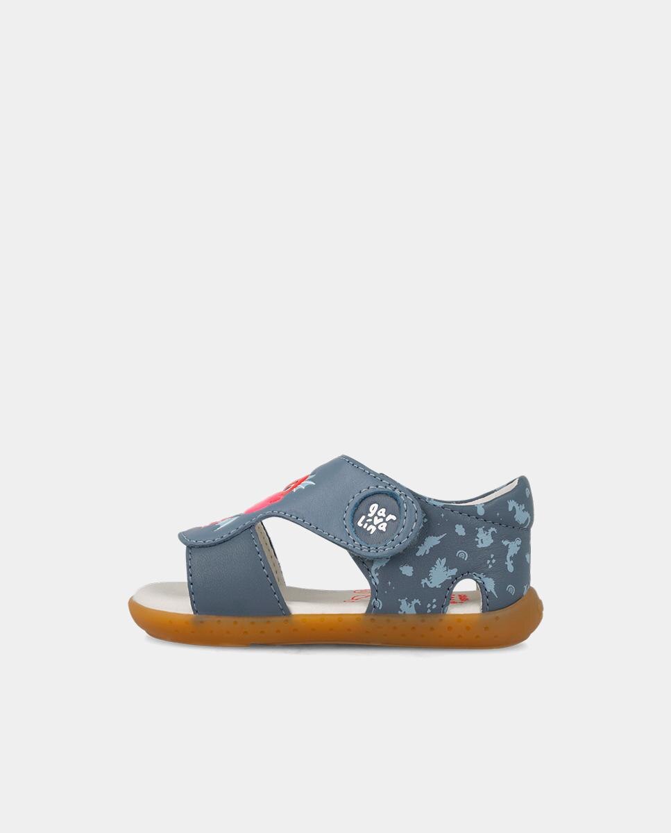 Sandalias de bebés respetuosas con el crecimiento del pie con cierre adherente - Garvalín - Azul Azul-6