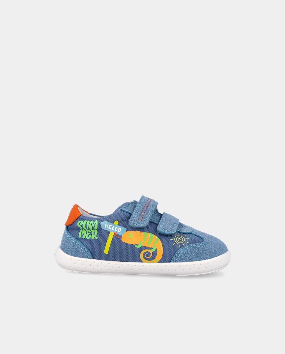 Zapatillas de lona de bebés respetuosas con el crecimiento del pie con cierre adherente - Garvalín - Azul Azul-1