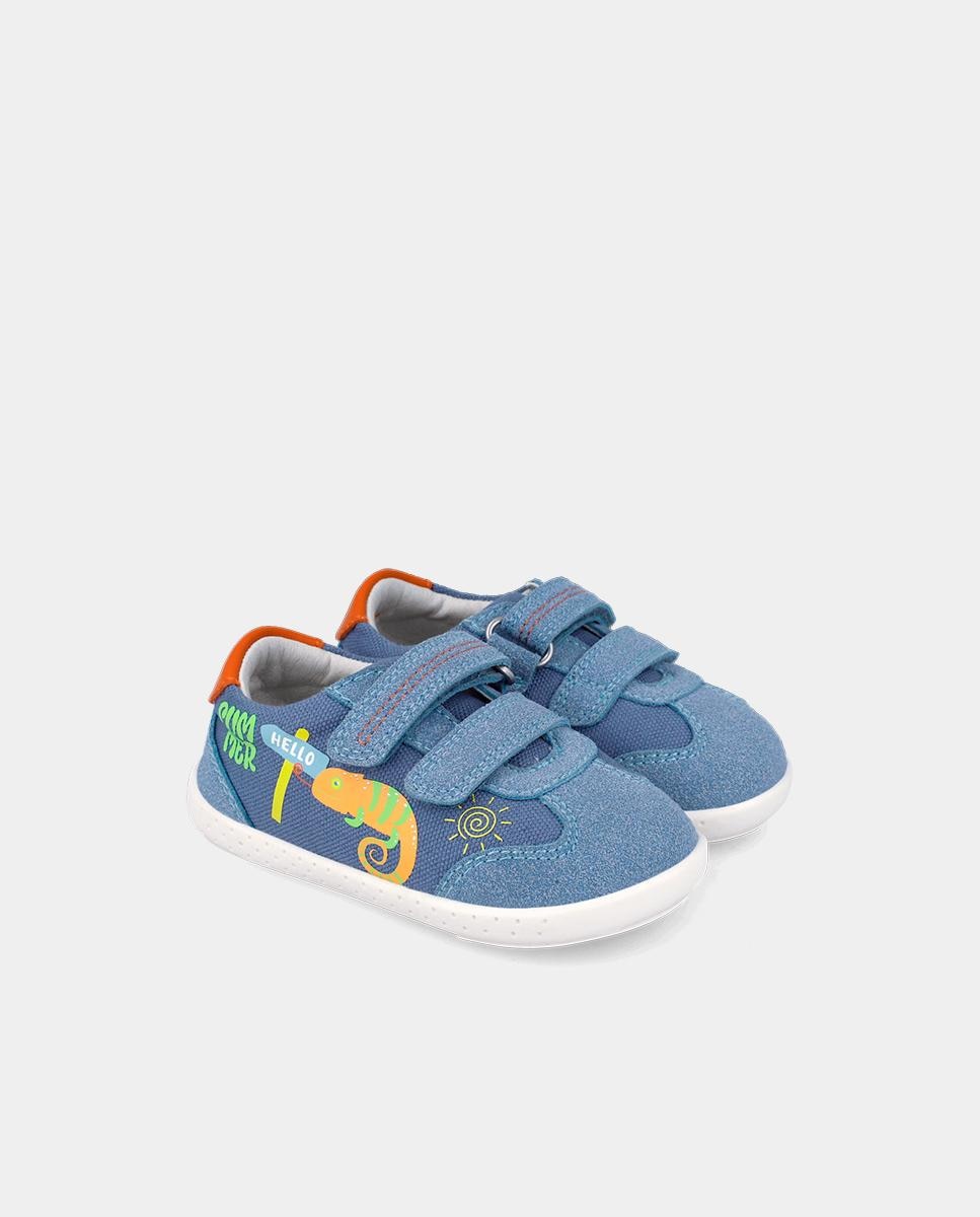Zapatillas de lona de bebés respetuosas con el crecimiento del pie con cierre adherente - Garvalín - Azul Azul-2