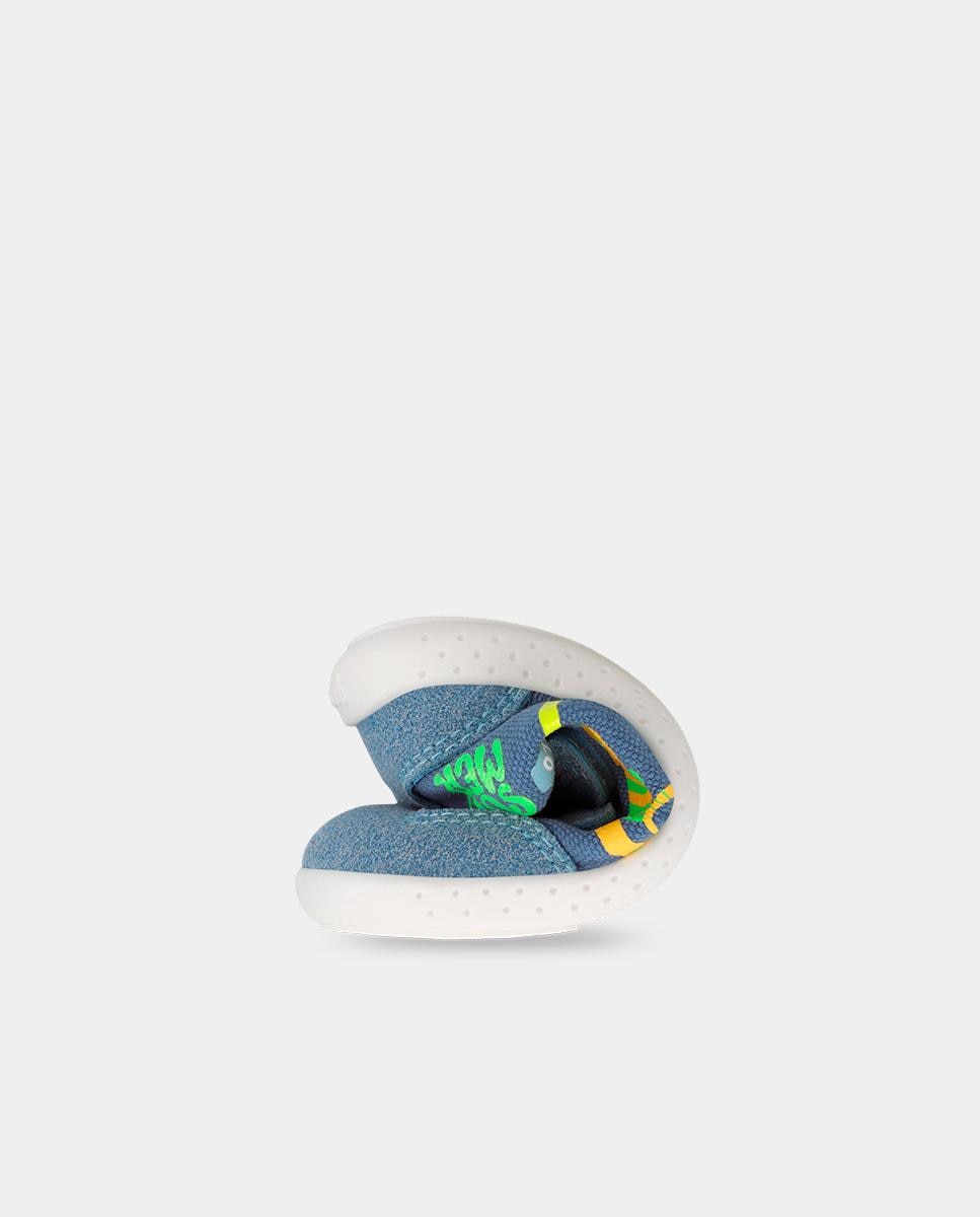 Zapatillas de lona de bebés respetuosas con el crecimiento del pie con cierre adherente - Garvalín - Azul Azul-3