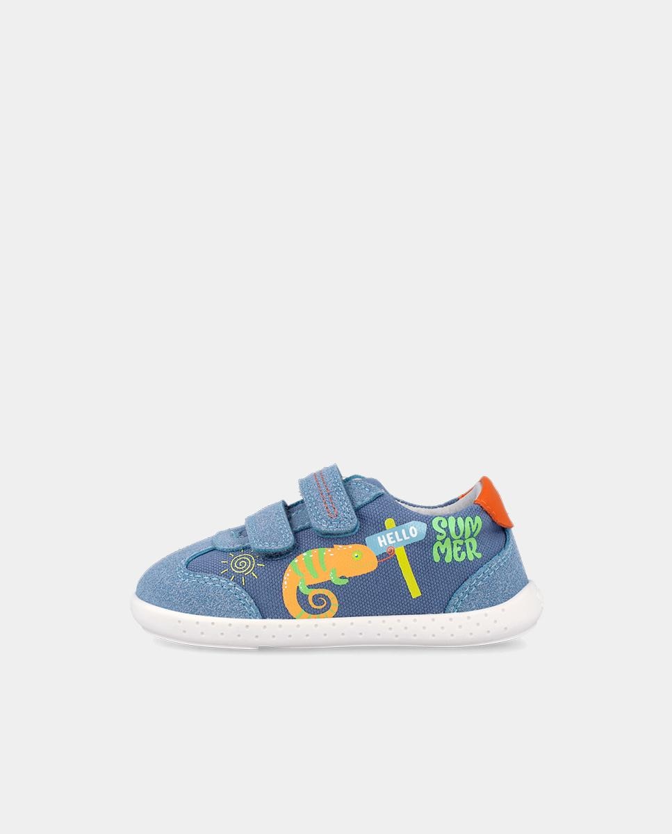Zapatillas de lona de bebés respetuosas con el crecimiento del pie con cierre adherente - Garvalín - Azul Azul-6