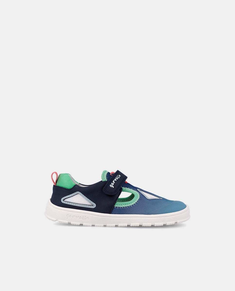 Zapatillas deportivas de niño respetuosas con el crecimiento del pie con cierre adherente - Garvalín - Azul / Verde Azul / Verde-1