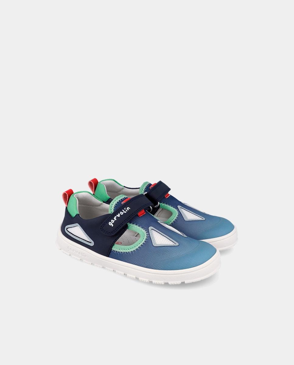 Zapatillas deportivas de niño respetuosas con el crecimiento del pie con cierre adherente - Garvalín - Azul / Verde Azul / Verde-2