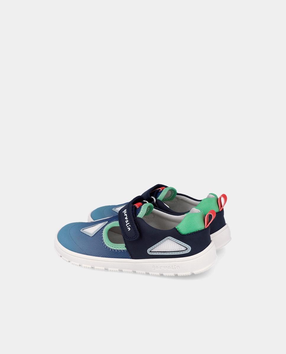 Zapatillas deportivas de niño respetuosas con el crecimiento del pie con cierre adherente - Garvalín - Azul / Verde Azul / Verde-5