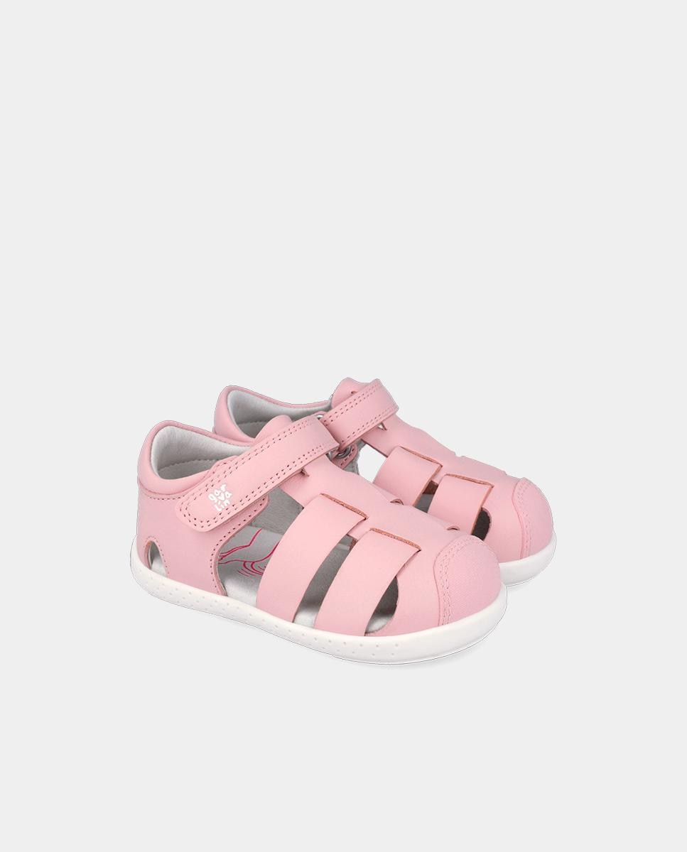 Sandalias de bebés respetuosas con el crecimiento del pie con cierre adherente - Garvalín - Rosa claro Rosa claro-2