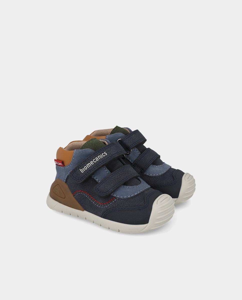 Botines de bebés para primeros pasos en piel con cierre ajustable - Biomecanics - Azul marino Azul marino-2