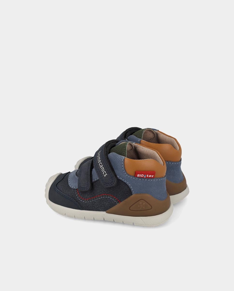 Botines de bebés para primeros pasos en piel con cierre ajustable - Biomecanics - Azul marino Azul marino-3