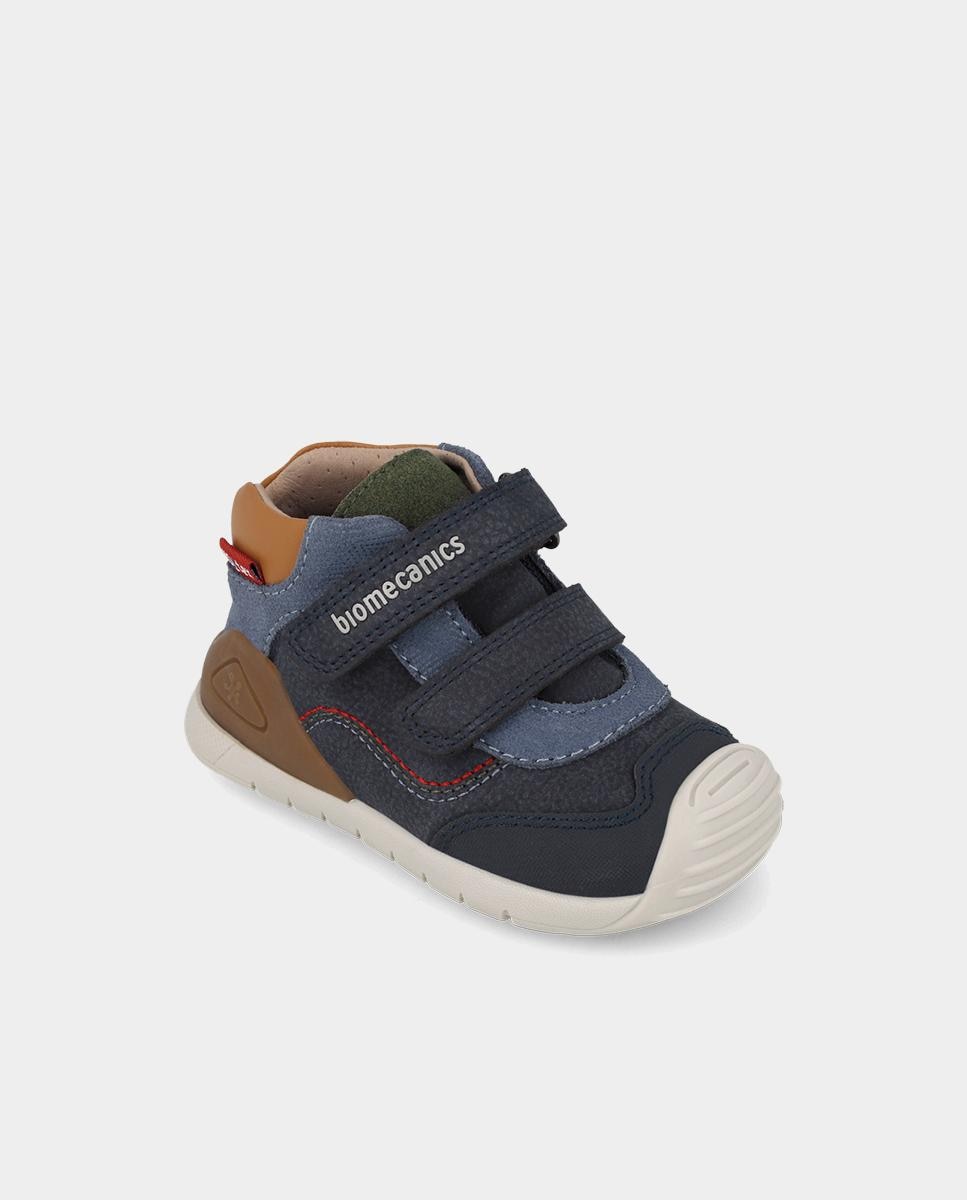 Botines de bebés para primeros pasos en piel con cierre ajustable - Biomecanics - Azul marino Azul marino-4