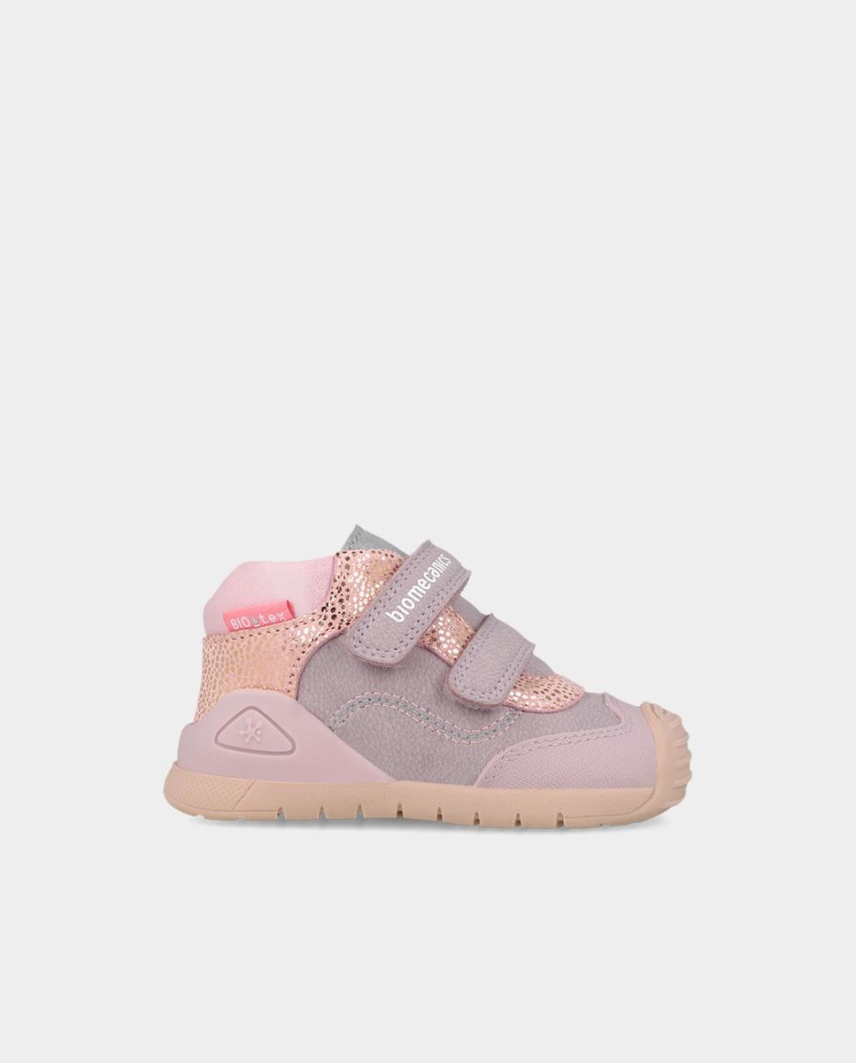 Botines de bebés para primeros pasos en piel con cierre ajustable - Biomecanics - Lila Lila-1