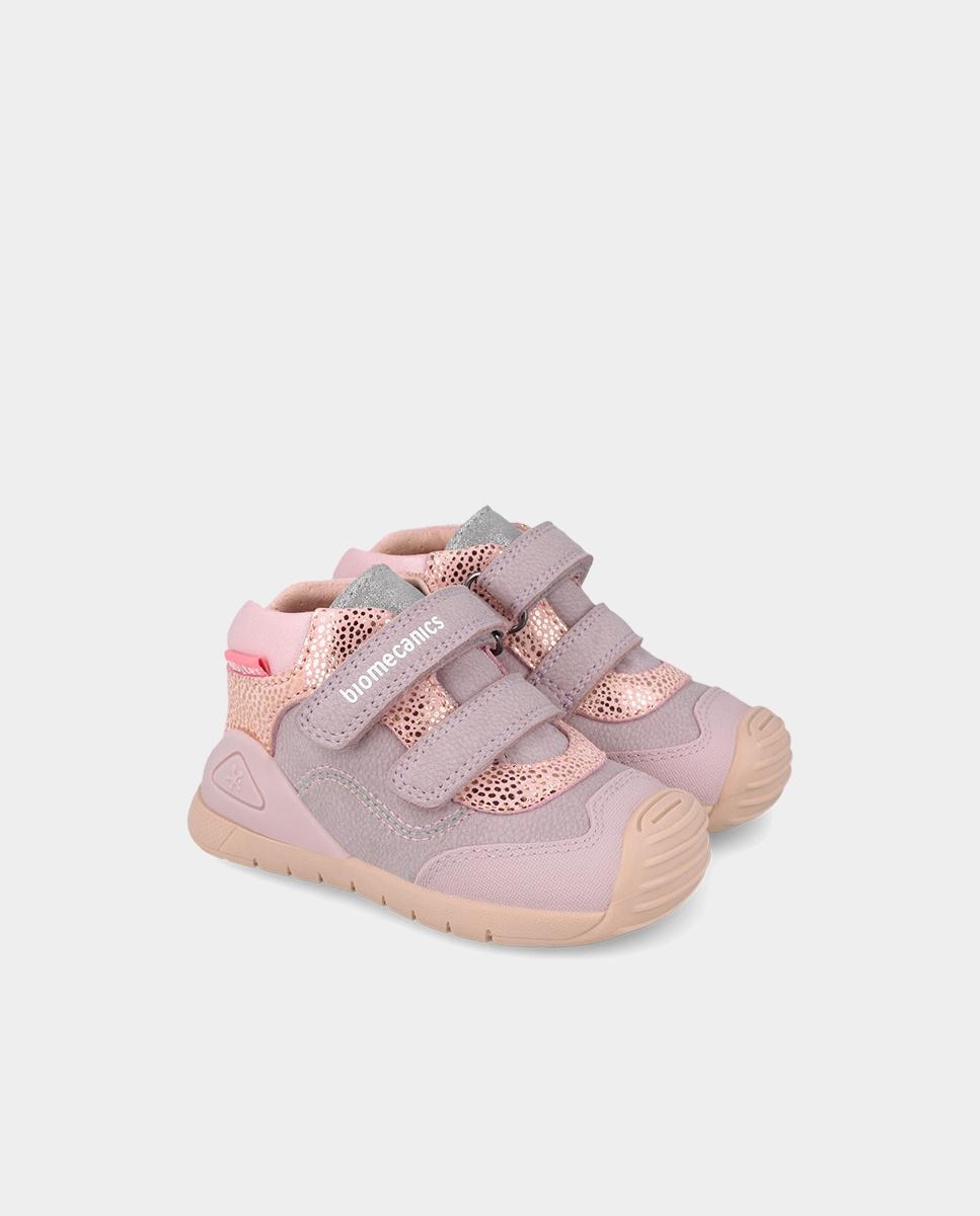 Botines de bebés para primeros pasos en piel con cierre ajustable - Biomecanics - Lila Lila-2