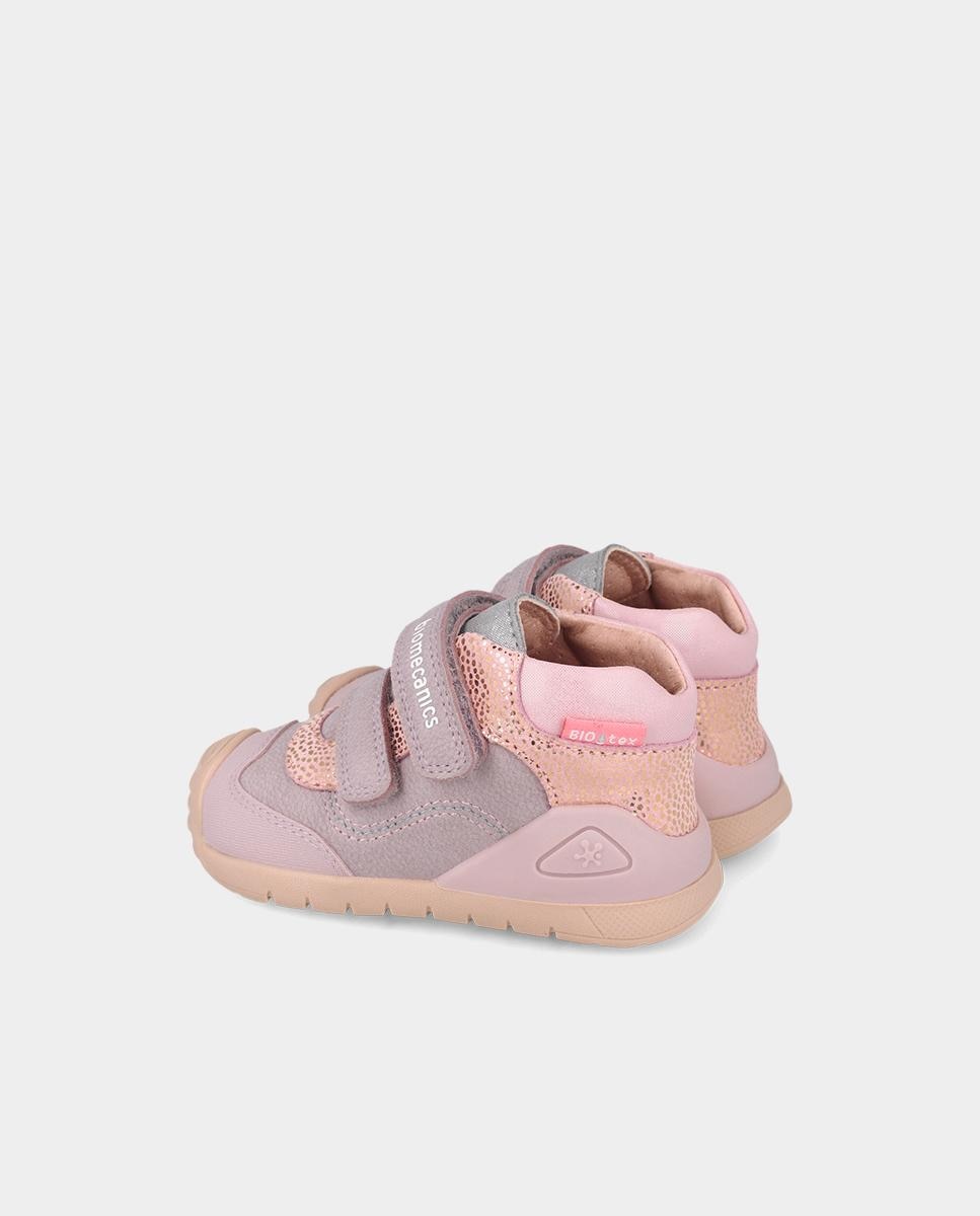 Botines de bebés para primeros pasos en piel con cierre ajustable - Biomecanics - Lila Lila-3