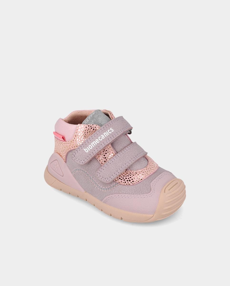 Botines de bebés para primeros pasos en piel con cierre ajustable - Biomecanics - Lila Lila-4