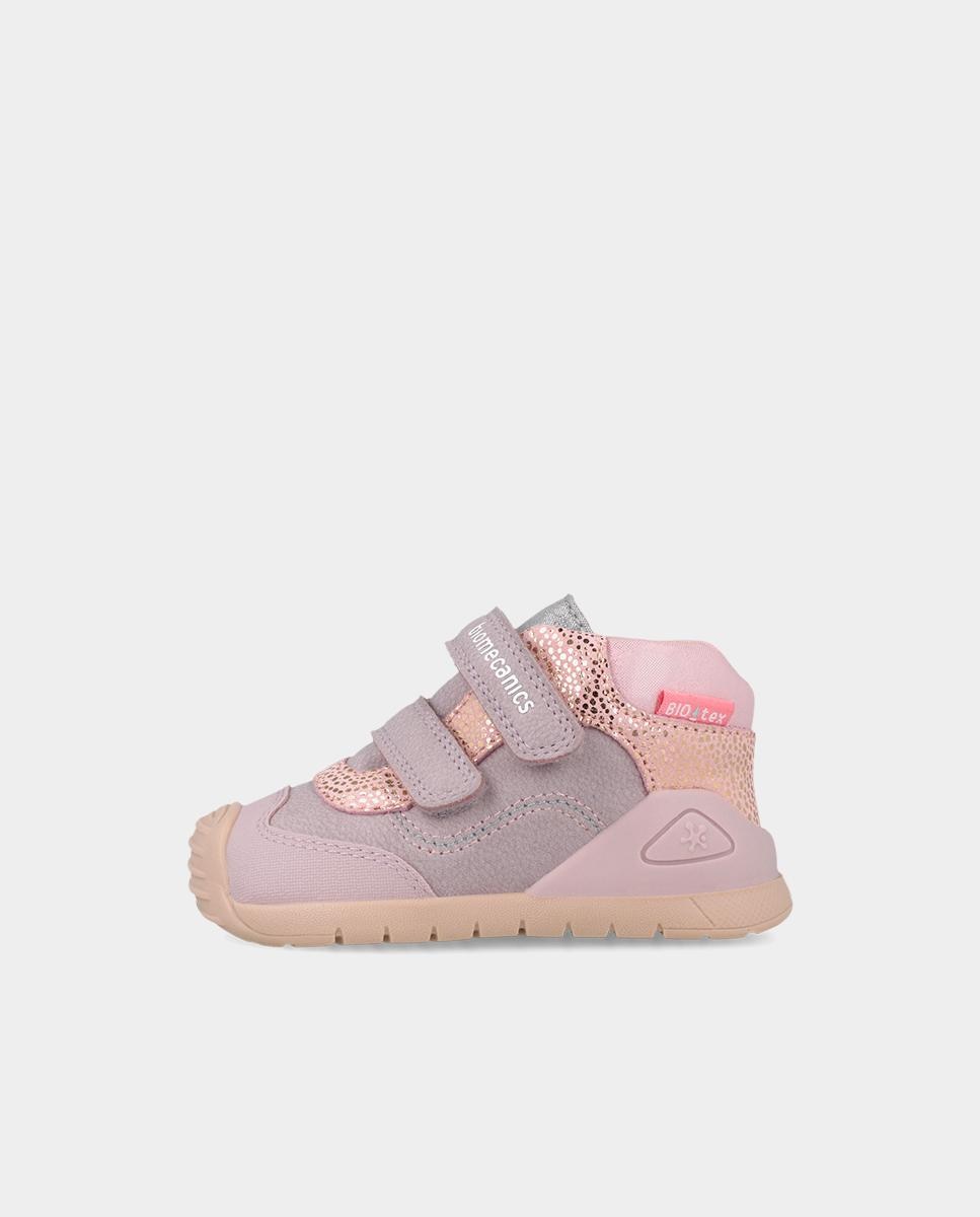 Botines de bebés para primeros pasos en piel con cierre ajustable - Biomecanics - Lila Lila-5