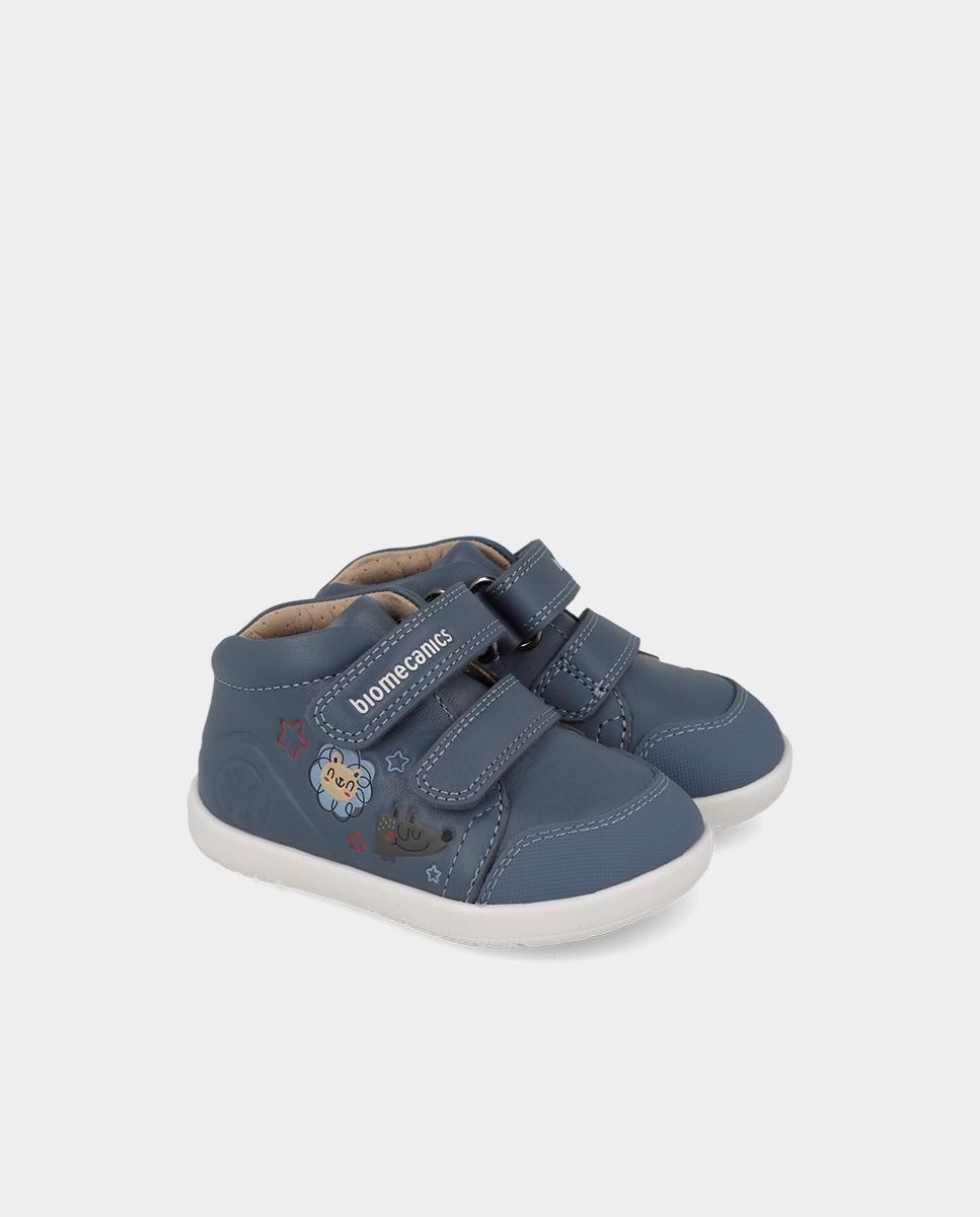 Imagen 2 de Zapatillas barefoot de bebé niño para primeros pasos con cierre ajustable - Biomecanics - Azul grisáceo Azul grisáceo