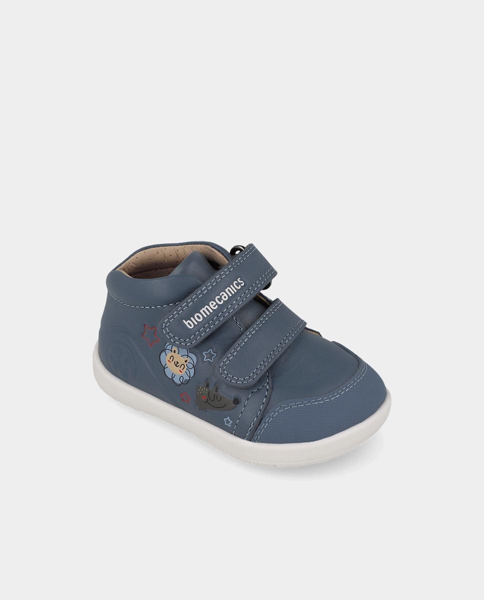 Imagen 4 de Zapatillas barefoot de bebé niño para primeros pasos con cierre ajustable - Biomecanics - Azul grisáceo Azul grisáceo