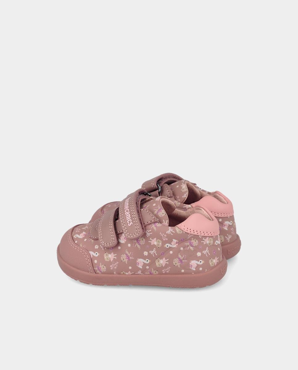 Imagen 3 de Zapatillas barefoot con estampados para primeros pasos de niña con puntera redonda. - Biomecanics - Rosa Rosa