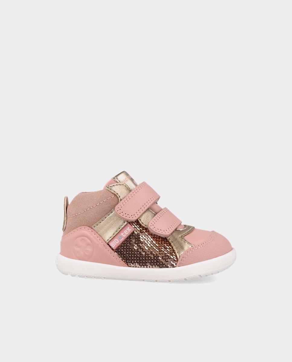 Botines barefoot de niña para primeros pasos con cierre ajustable - Biomecanics - Rosa claro Rosa claro-1
