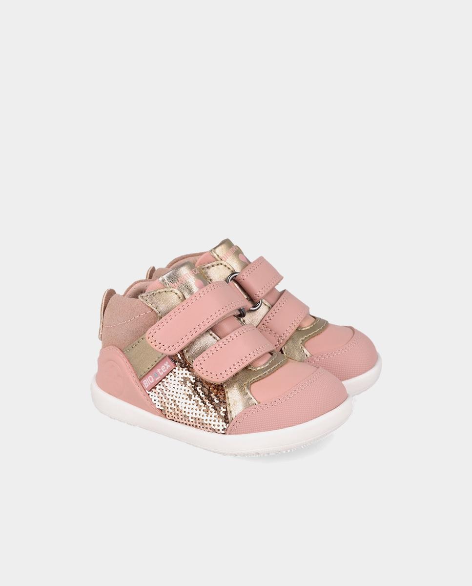 Botines barefoot de niña para primeros pasos con cierre ajustable - Biomecanics - Rosa claro Rosa claro-2