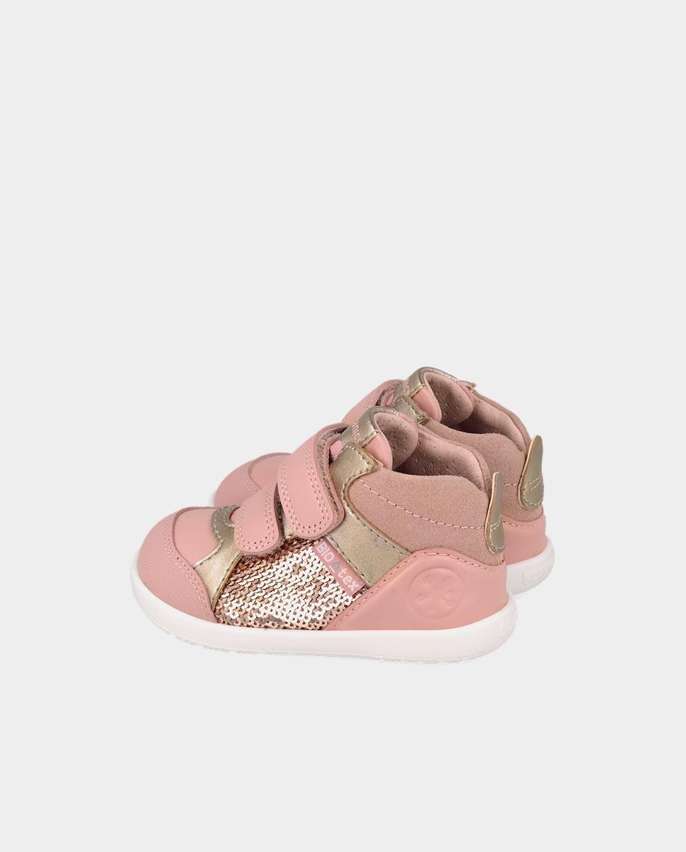 Botines barefoot de niña para primeros pasos con cierre ajustable - Biomecanics - Rosa claro Rosa claro-3