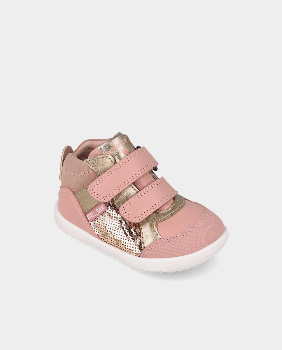 Botines barefoot de niña para primeros pasos con cierre ajustable - Biomecanics - Rosa claro Rosa claro-4