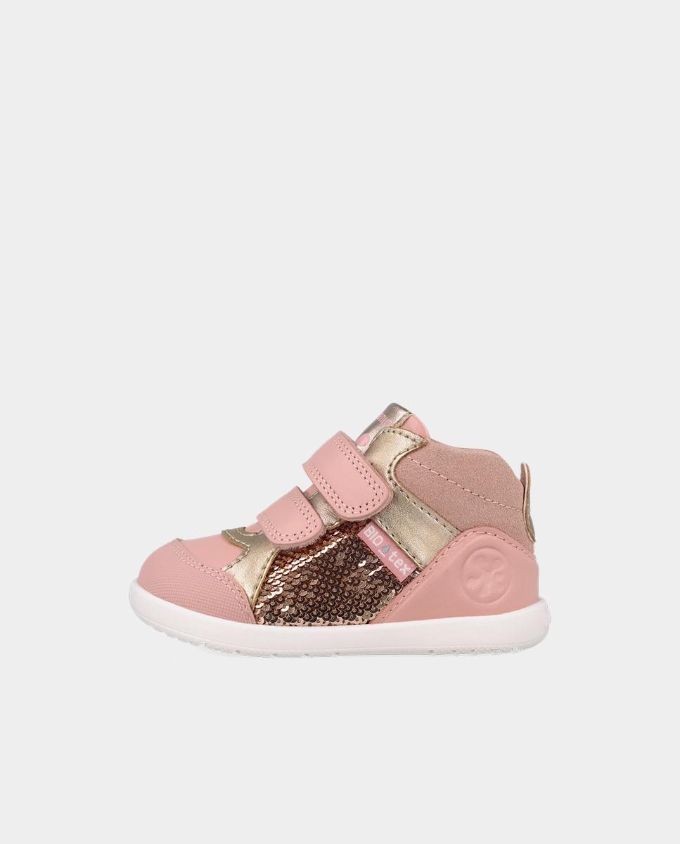 Botines barefoot de niña para primeros pasos con cierre ajustable - Biomecanics - Rosa claro Rosa claro-5