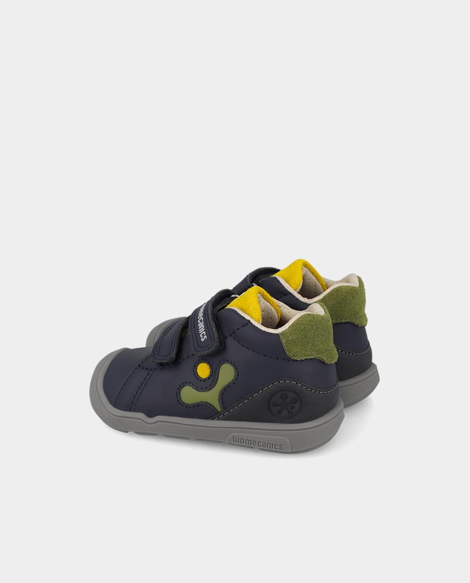Imagen 3 de Botines barefoot de niño en piel para primeros pasos con puntera reforzada. - Biomecanics - Azul marino Azul marino