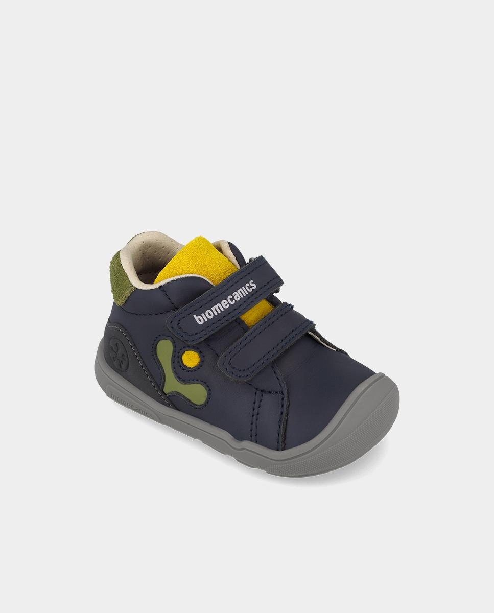 Imagen 4 de Botines barefoot de niño en piel para primeros pasos con puntera reforzada. - Biomecanics - Azul marino Azul marino