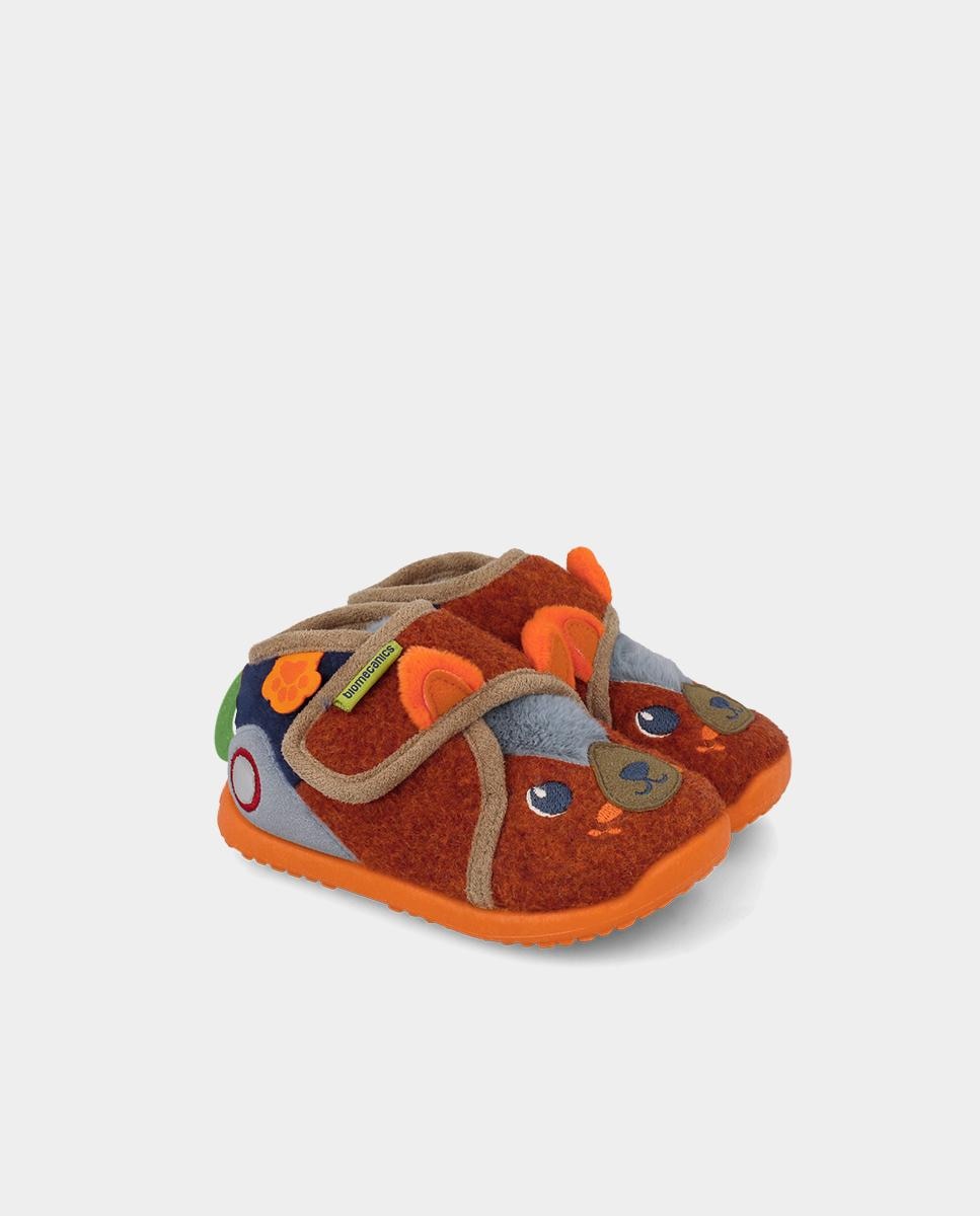 Zapatillas de casa barefoot cerradas de niña para primeros pasos con puntera redonda. - Biomecanics - Naranja Naranja-2