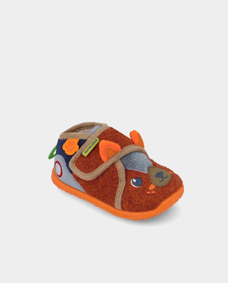 Zapatillas de casa barefoot cerradas de niña para primeros pasos con puntera redonda. - Biomecanics - Naranja Naranja-3