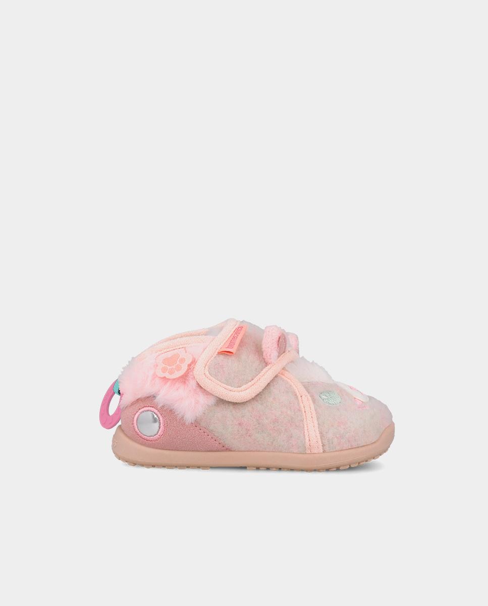 Imagen 0 de Zapatillas de casa barefoot cerradas de niña para primeros pasos con puntera redonda. Rosa