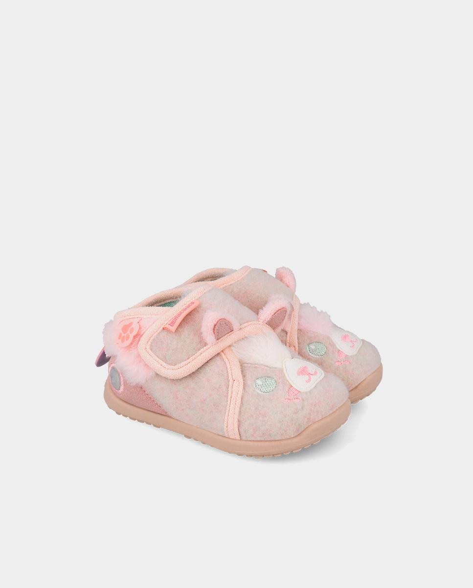 Zapatillas de casa barefoot cerradas de niña para primeros pasos con puntera redonda. - Biomecanics - Rosa Rosa-2