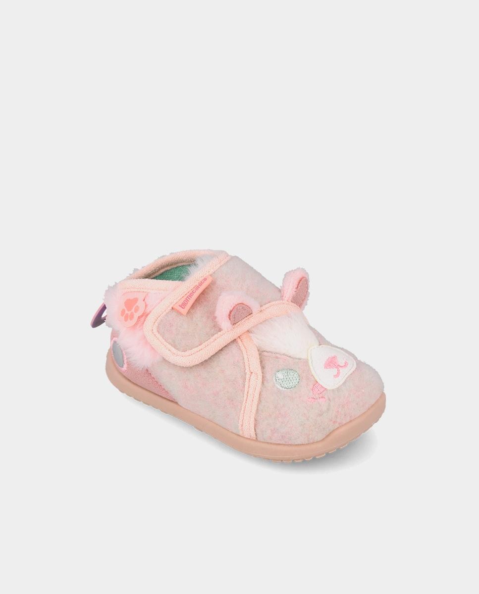 Zapatillas de casa barefoot cerradas de niña para primeros pasos con puntera redonda. - Biomecanics - Rosa Rosa-3