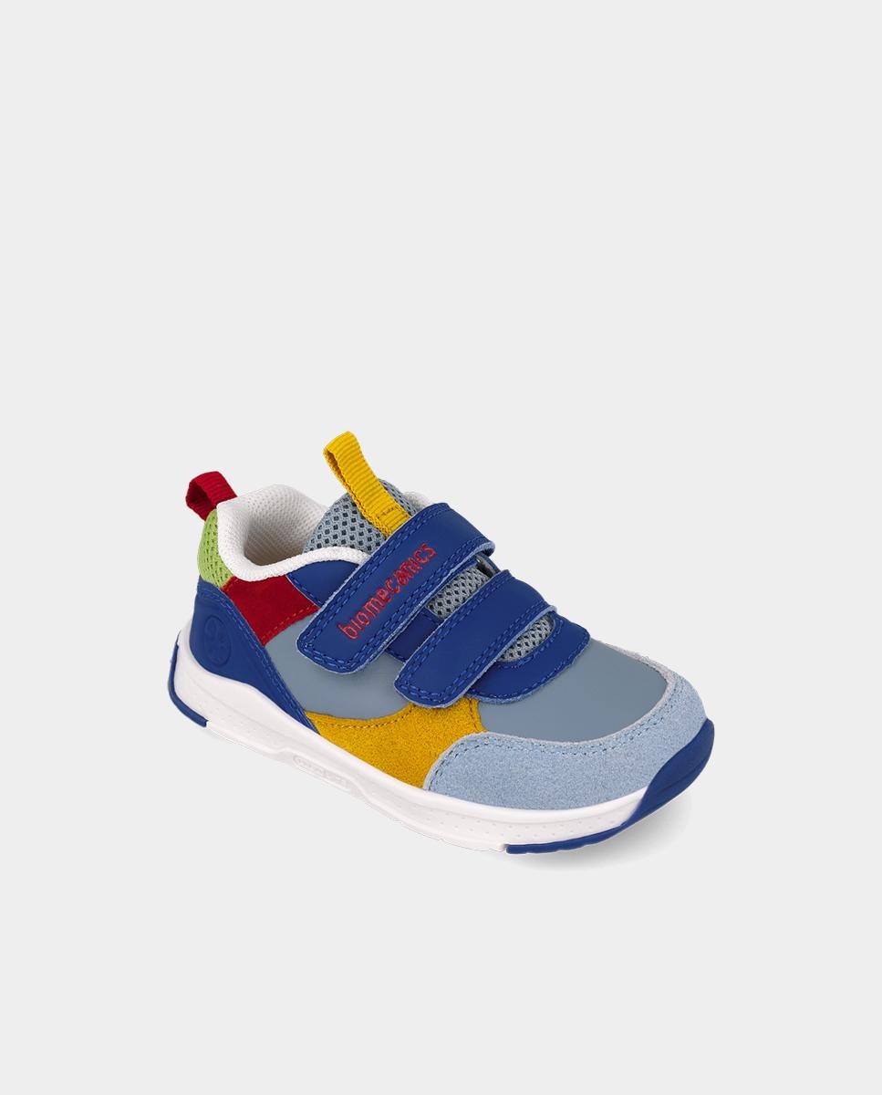 Zapatillas deportivas barefoot de niños con cierre ajustable y diseño multicolor - Biomecanics - Azul Azul-4
