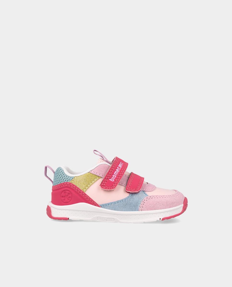 Zapatillas deportivas barefoot de niños con cierre ajustable y diseño multicolor - Biomecanics - Rosa Rosa-1