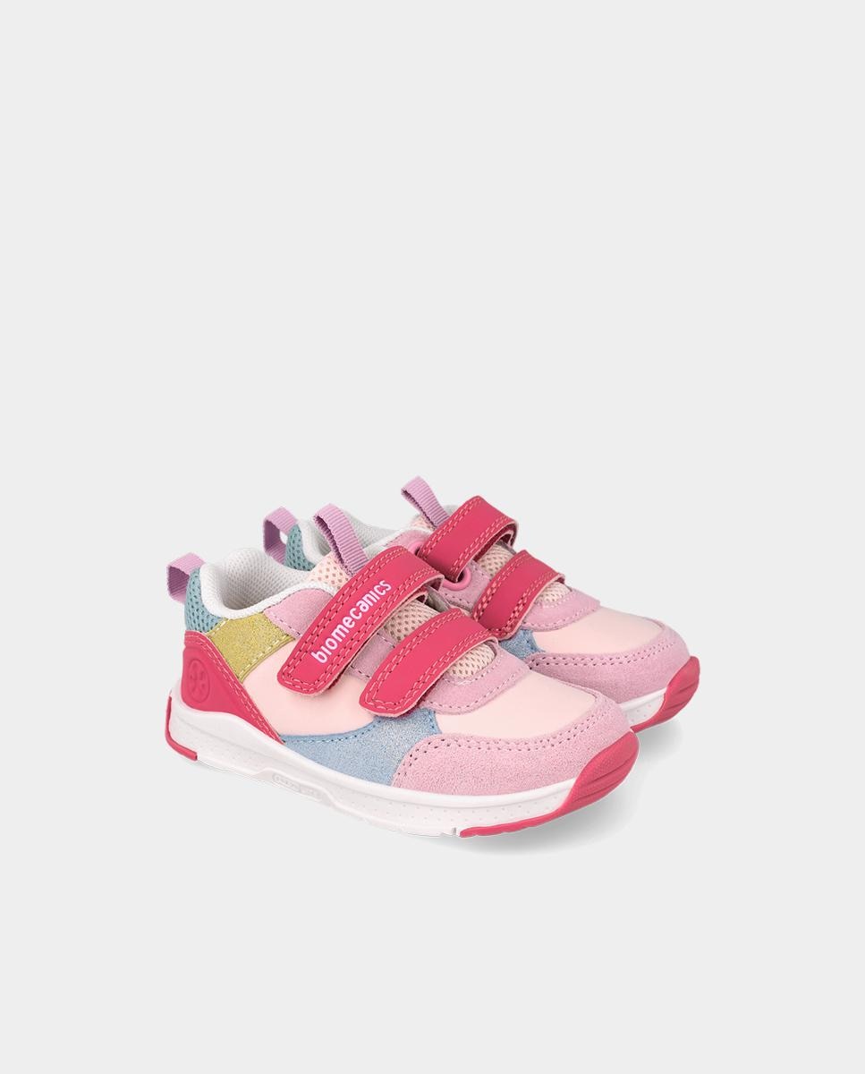 Zapatillas deportivas barefoot de niños con cierre ajustable y diseño multicolor - Biomecanics - Rosa Rosa-2