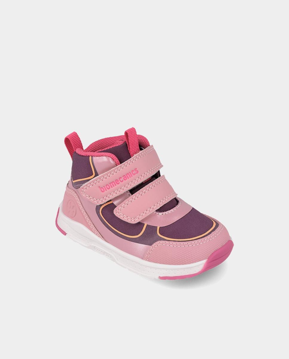 Botines deportivos barefoot de niños con cierre ajustable y diseño en contraste - Biomecanics - Rosa Rosa-4