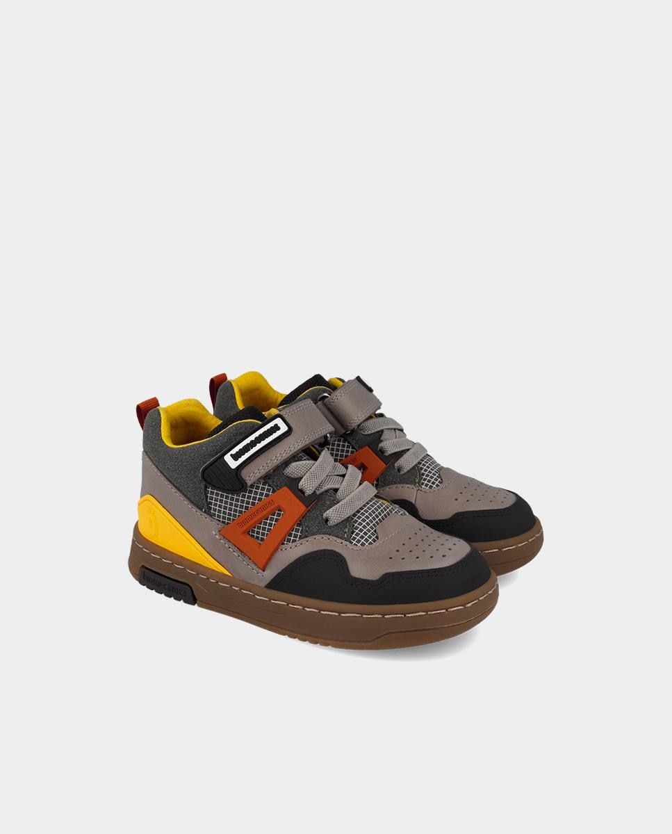 Botines de niño en piel con puntera redonda y cierre de velcro con elásticos. - Biomecanics - Multicolor Multicolor-2