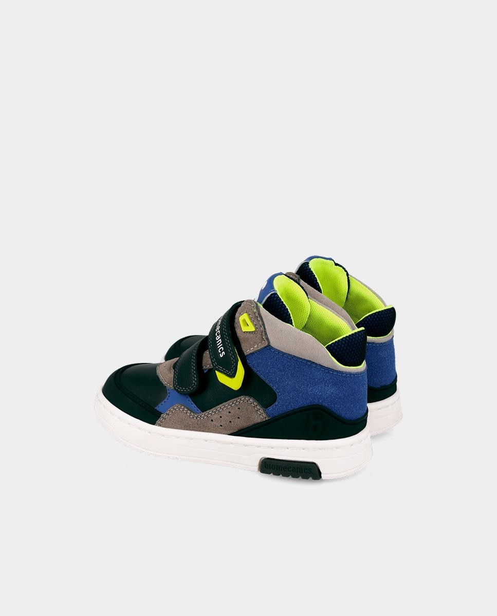 Botines de niño en piel con puntera redonda y doble cierre adeherente. - Biomecanics - Multicolor Multicolor-3