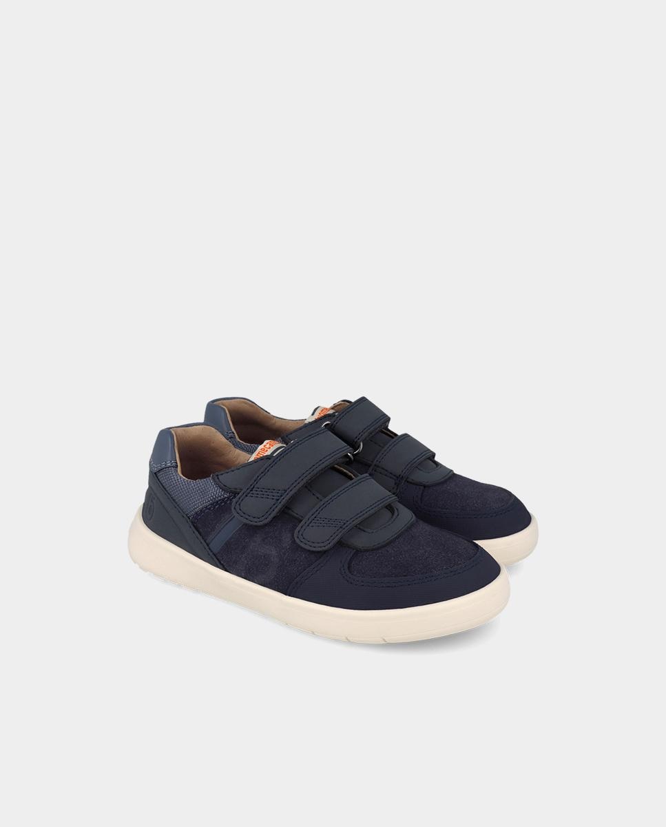 Imagen 2 de Zapatillas de piel barefoot de niño con cierre ajustable - Biomecanics - Azul marino Azul marino